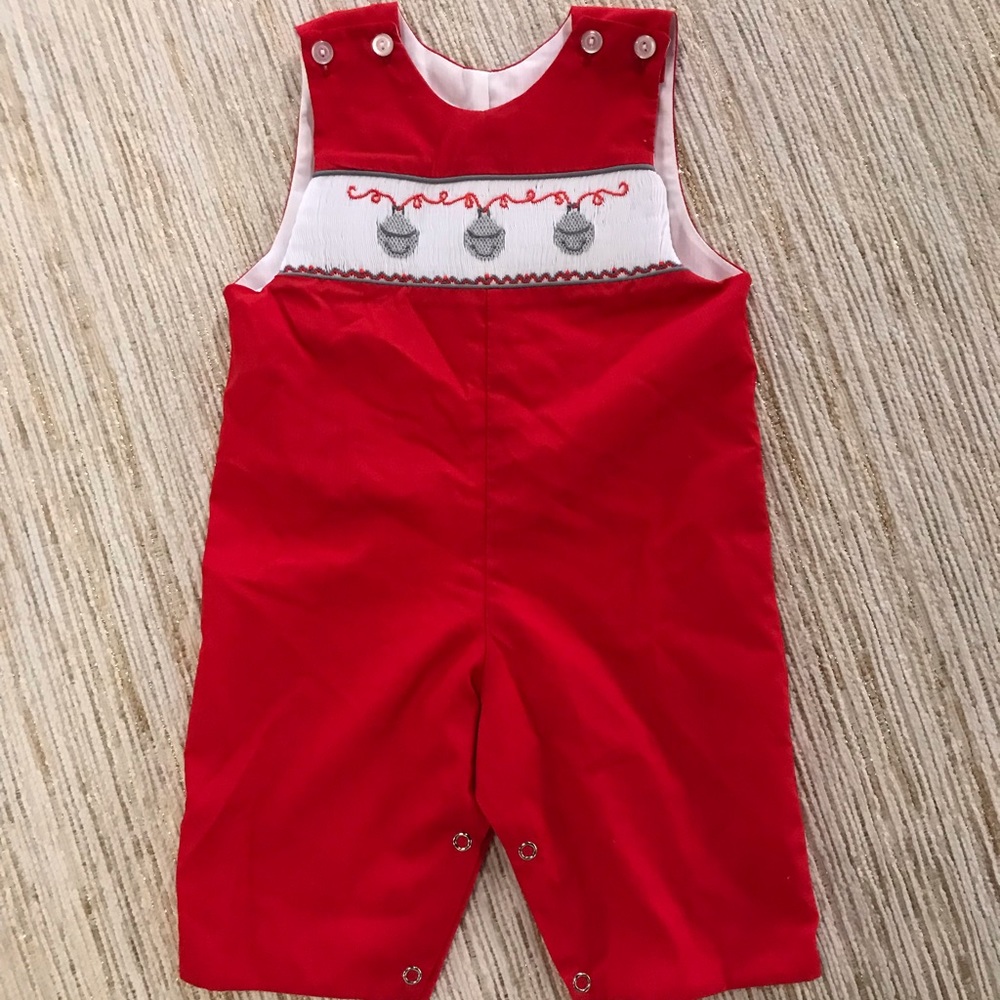 Boys Jingle Bells Smocked Romper